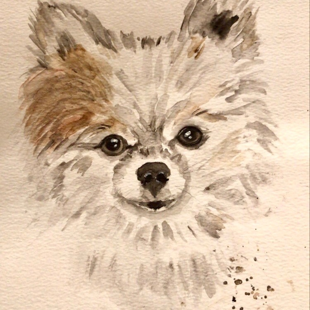 Original watercolor dog painting